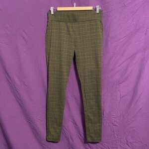 LOFT Olive Green Checkered Leggings. Size S.